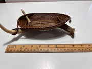 Deer Antler with pine needle basket woven on top